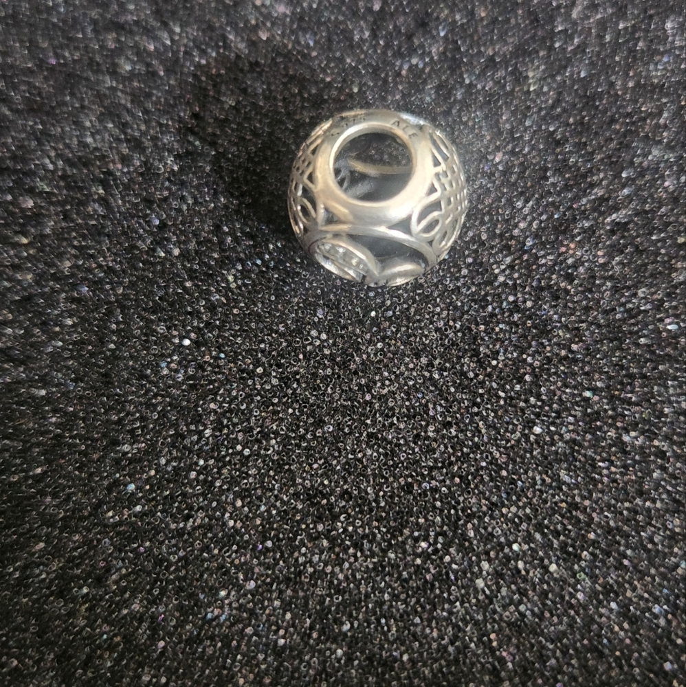 Elegant Silver *E* Filigree Charm  Genuine Pandora
